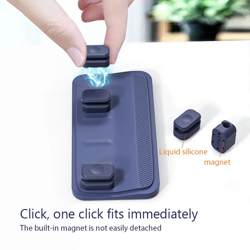 Organizador de Cables Magnético 6 en 1 - Soporte Adhesivo para Escritorio y Ratón - zyntrixe