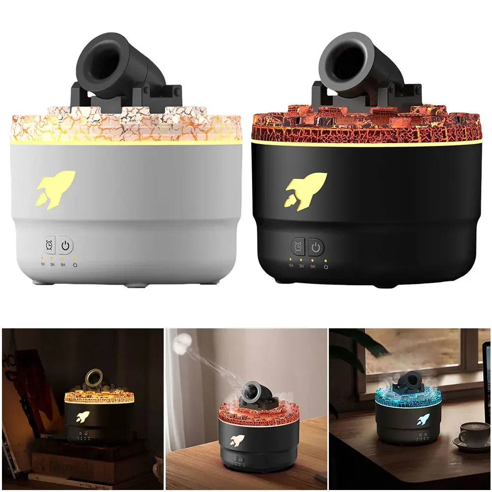 Humidificador Aromático con Luz Volcánica - Difusor Aceites Esenciales Decorativo - zyntrixe