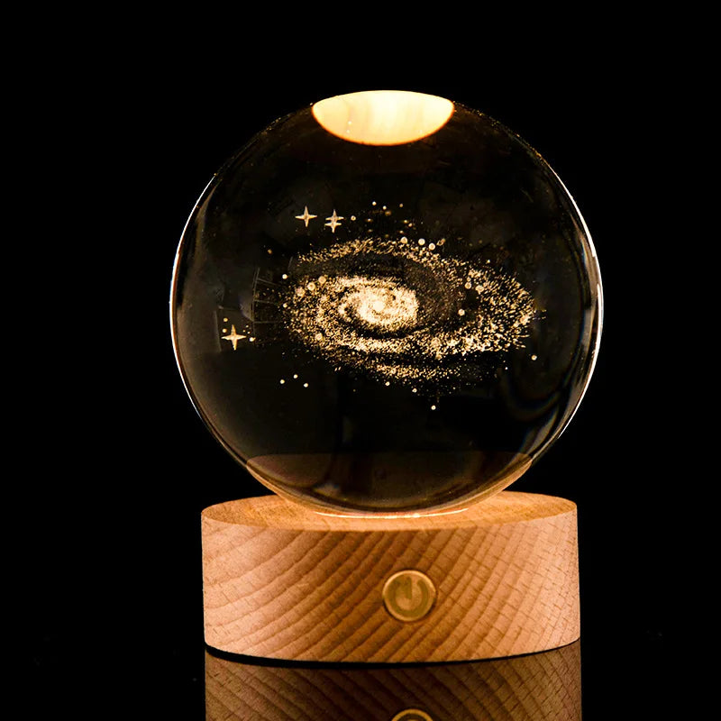 Bola de Cristal 3D Sistema Solar con Luz LED 6cm/8cm - Decoración Astronómica - zyntrixe