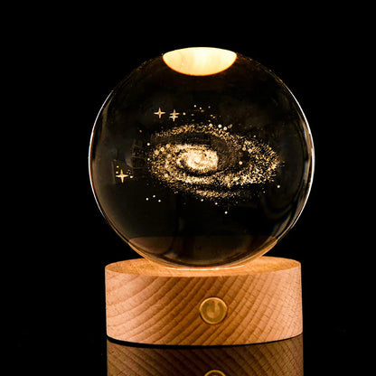 Bola de Cristal 3D Sistema Solar con Luz LED 6cm/8cm - Decoración Astronómica - zyntrixe