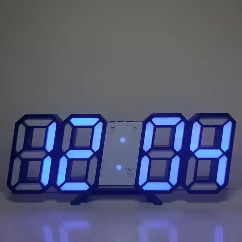 Reloj Despertador Digital LED 3D - Alarma Pared Temperatura Fecha Hogar Oficina - zyntrixe