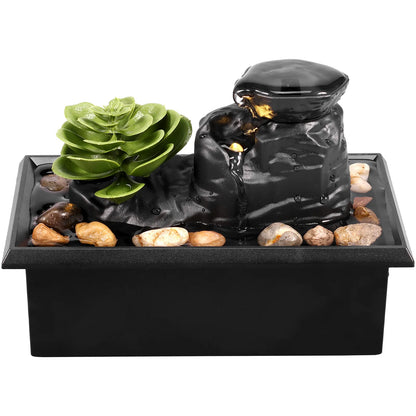 Fuente de Agua Decorativa con Luces LED - Cascada de Mesa para Relajación y Meditación