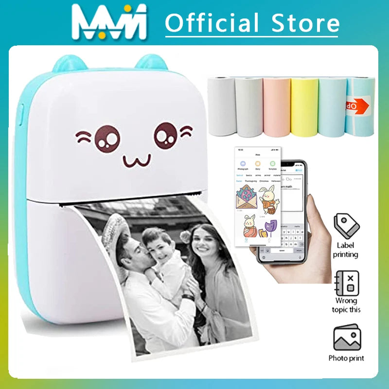 Impresora Térmica Portátil Mini Bluetooth - 203dpi para Etiquetas y Fotos