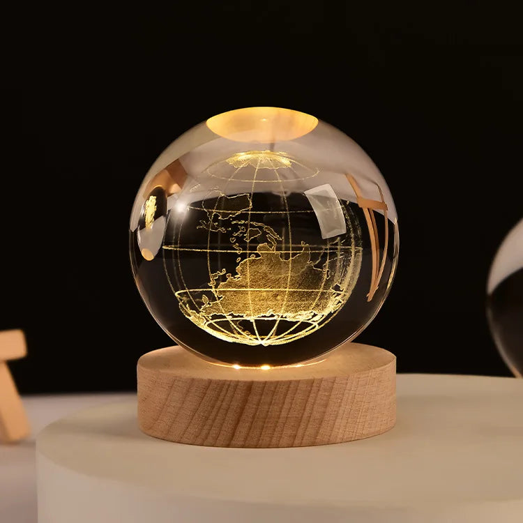 Bola Cristal Grabado Láser Base LED