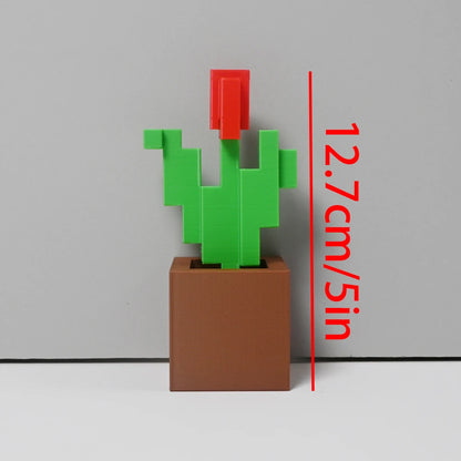 Rosa Pixel 3D Impresa - Decoración Dormitorio Plástico Duradero