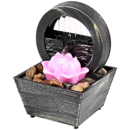 Fuente de Agua Decorativa con Luces LED - Cascada de Mesa para Relajación y Meditación
