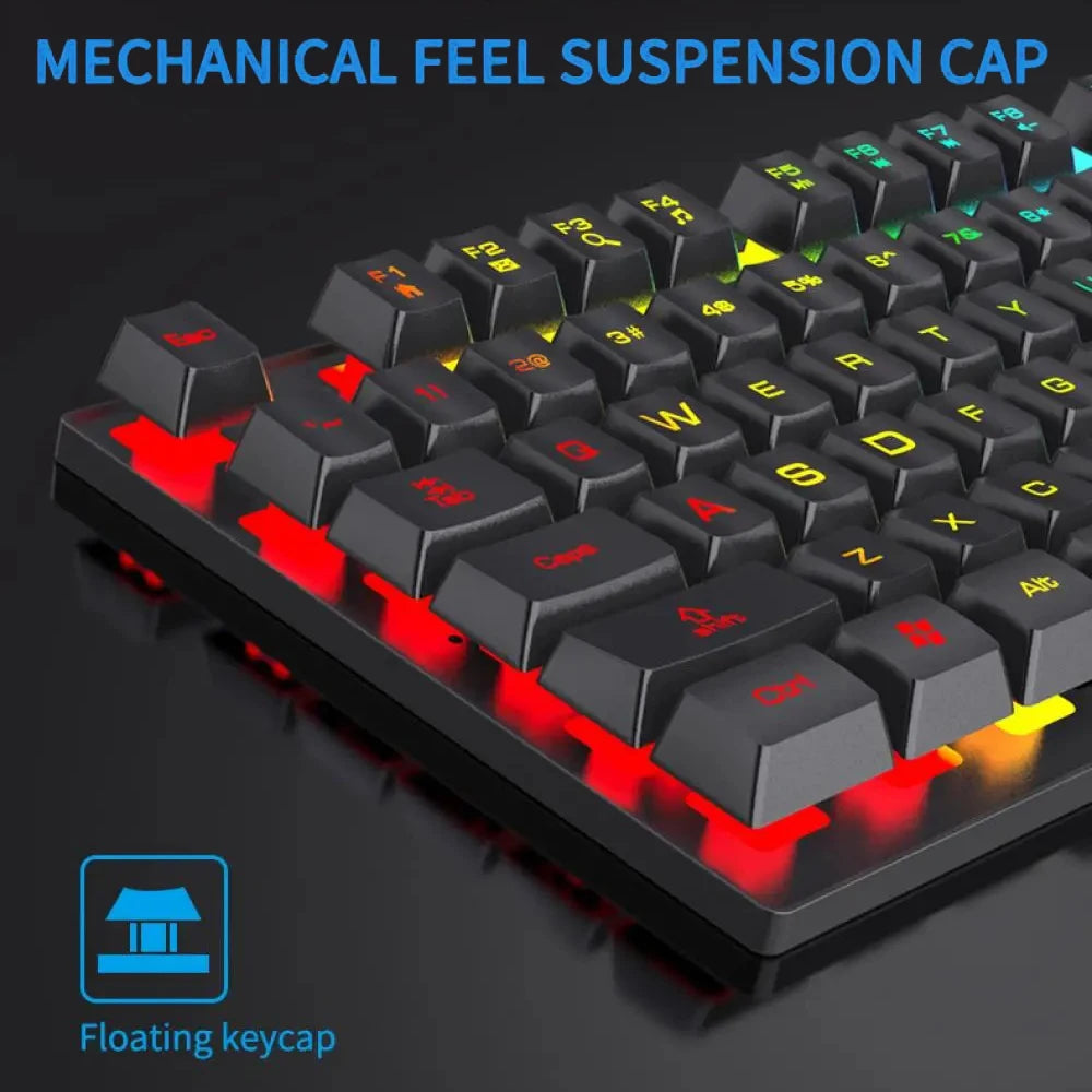 USB Wired RGB Gaming Keyboard - 104 Keys Mechanical Feel - zyntrixe
