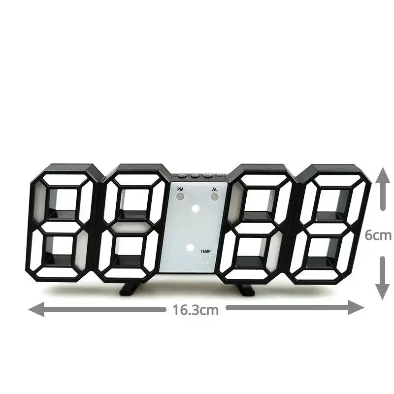 Reloj Despertador Digital LED 3D - Alarma Pared Temperatura Fecha Hogar Oficina - zyntrixe
