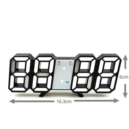 Reloj Despertador Digital LED 3D - Alarma Pared Temperatura Fecha Hogar Oficina - zyntrixe