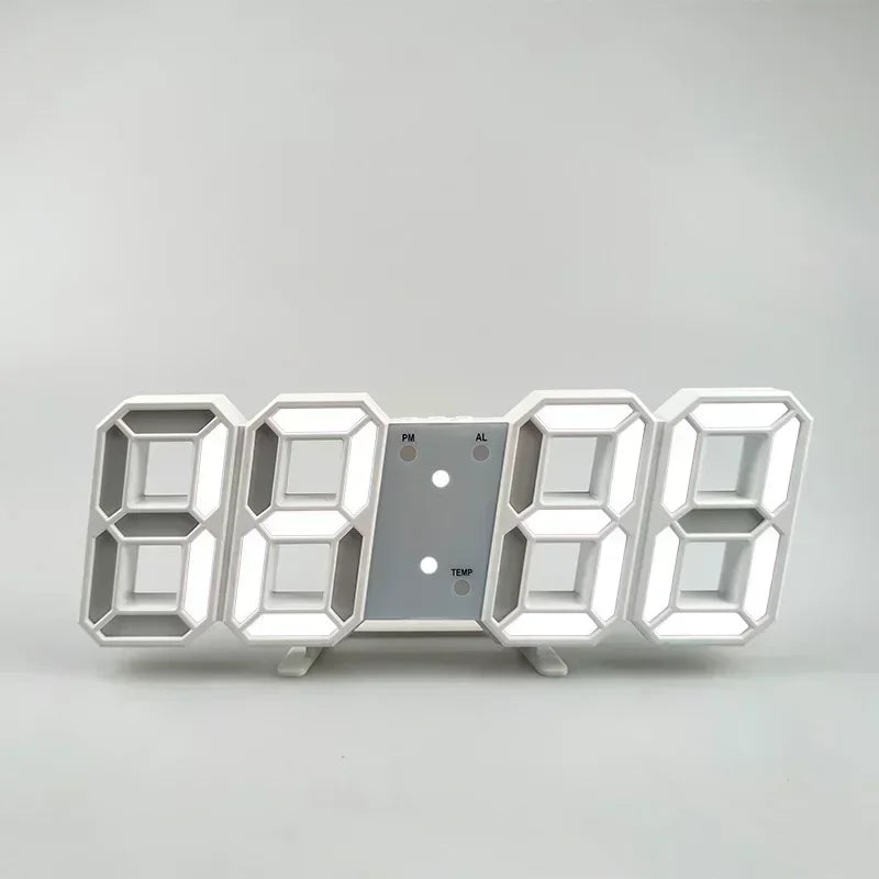 Reloj Despertador Digital LED 3D - Alarma Pared Temperatura Fecha Hogar Oficina - zyntrixe
