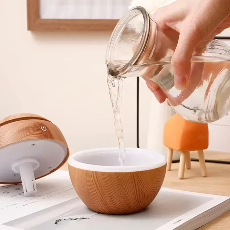 Mini USB Humidifier & Essential Oil Diffuser - Woodgrain Design for Home & Office - zyntrixe