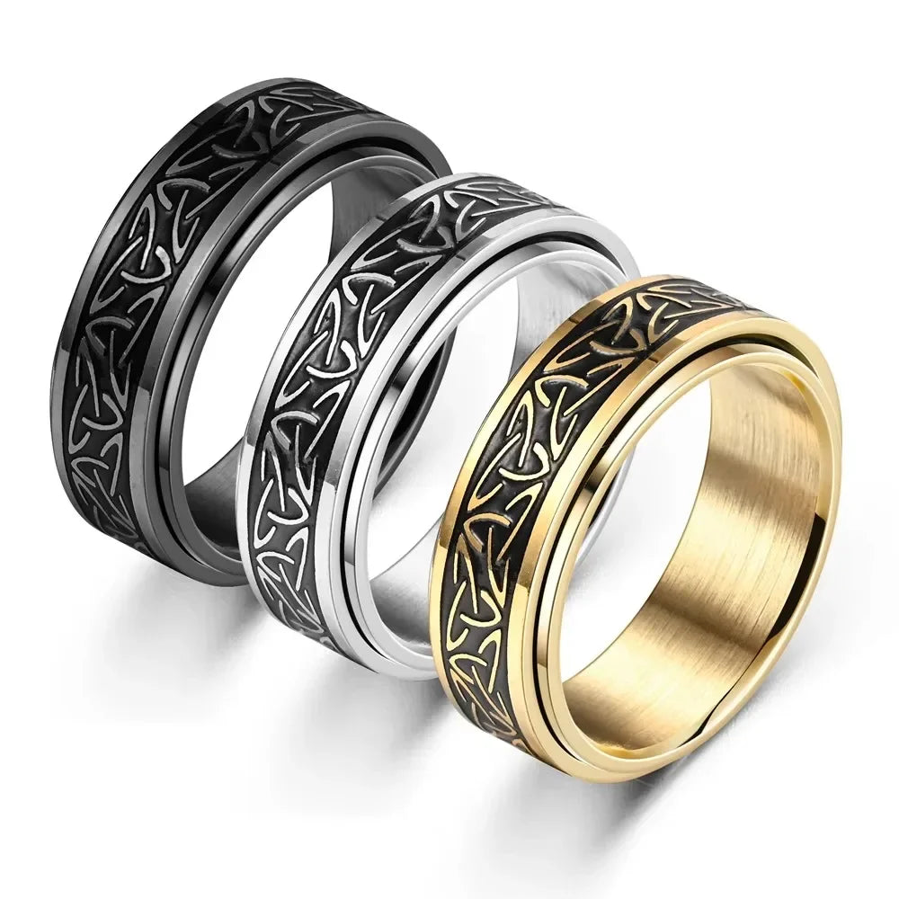 Anillo Vikingo Celta Giratorio Antiestres - Acero Inoxidable Hombre - zyntrixe