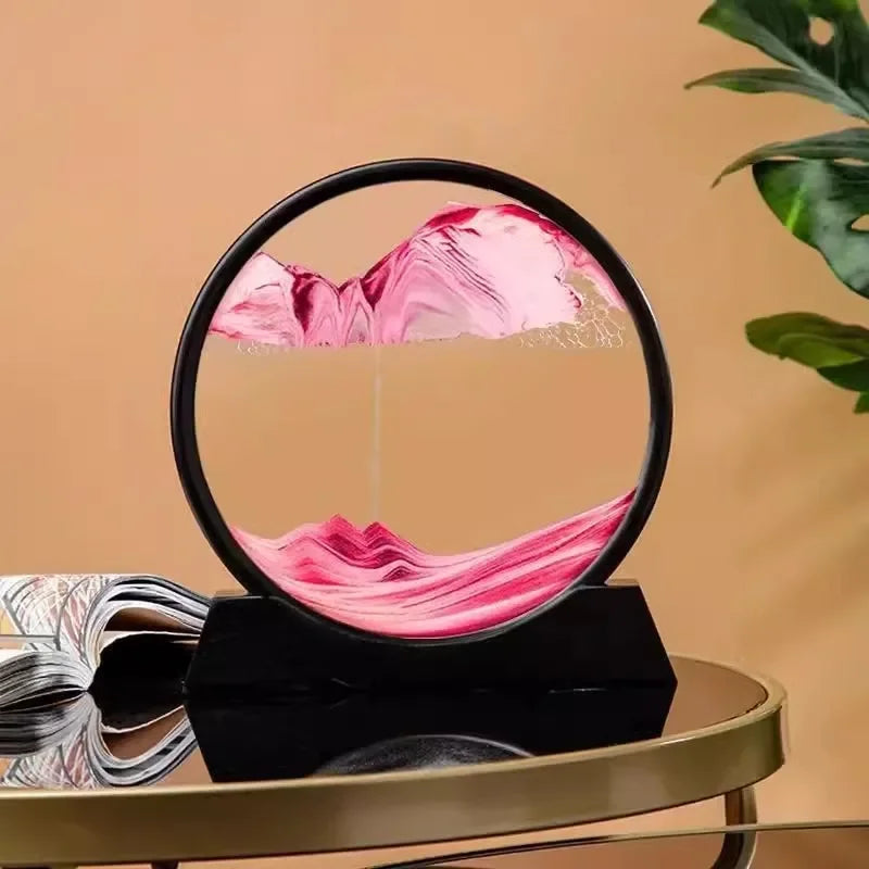 3D Moving Sand Art Picture - Round Glass Deep Sea Sandscape Hourglass Home Office Decor Gift - zyntrixe