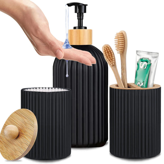 Organizador de Baño 3 en 1 - Dispensador Jabón, Porta Cepillos y Algodones - zyntrixe