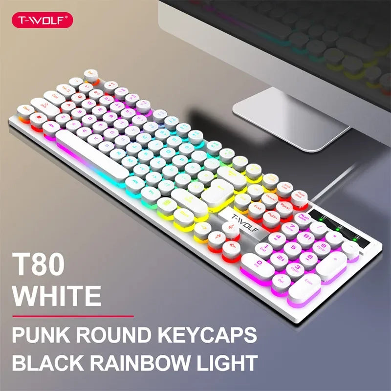 Teclado Mecánico Gaming RGB 104 Teclas USB Retroiluminado