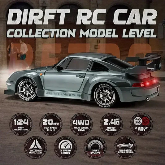 Coche RC Drift 4WD 1:24 con Luces LED - Edición Limitada