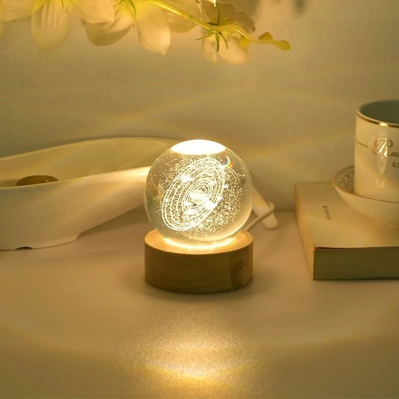 Bola Cristal Grabado Láser Base LED