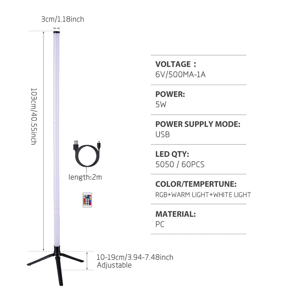 Lámpara Pie LED RGB Bluetooth 103cm