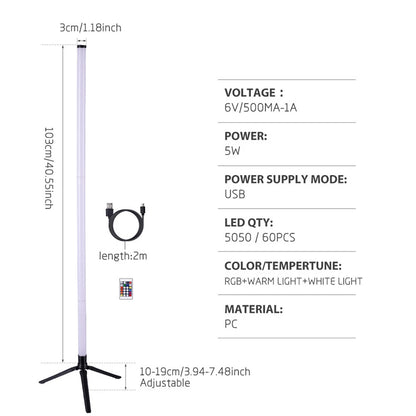 Lámpara Pie LED RGB Bluetooth 103cm