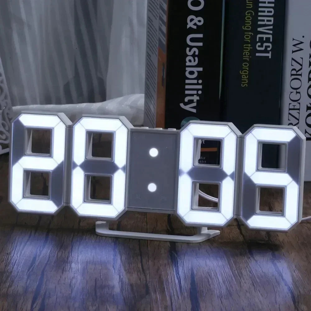 Reloj Despertador Digital LED 3D - Alarma Pared Temperatura Fecha Hogar Oficina - zyntrixe
