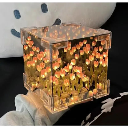Kit DIY Lámpara Nocturna Tulipanes 3D en Cubo - Regalo Romántico Creativo - zyntrixe