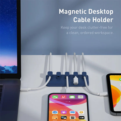 Organizador de Cables Magnético 6 en 1 - Soporte Adhesivo para Escritorio y Ratón - zyntrixe