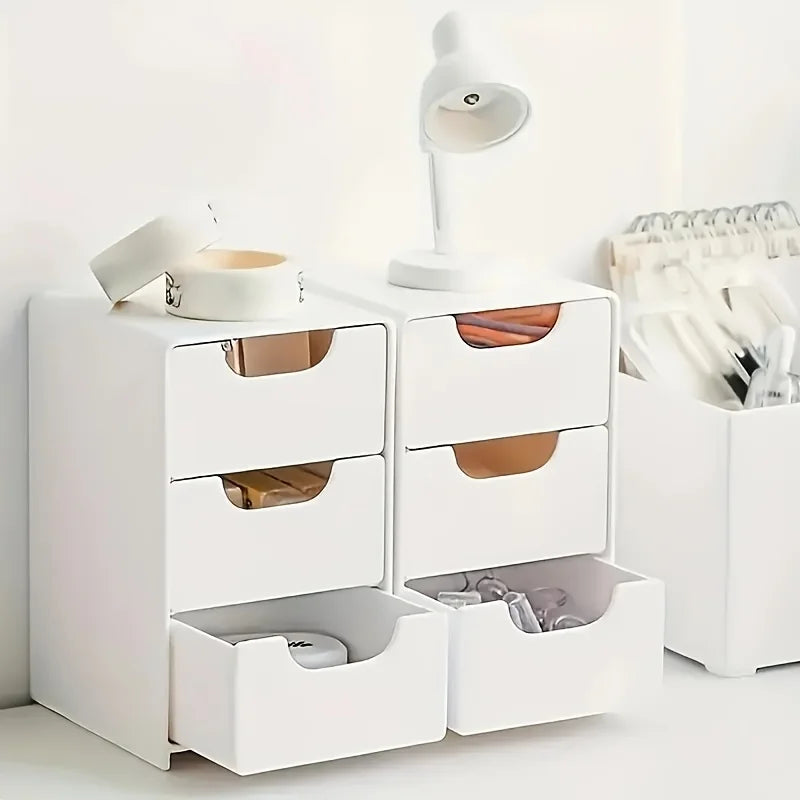 Chic 3-Tier Desk Organizer with Drawers - Ideal for Office Supplies, Jewelry & Cosmetics Storage - Portable Divider Box - zyntrixe
