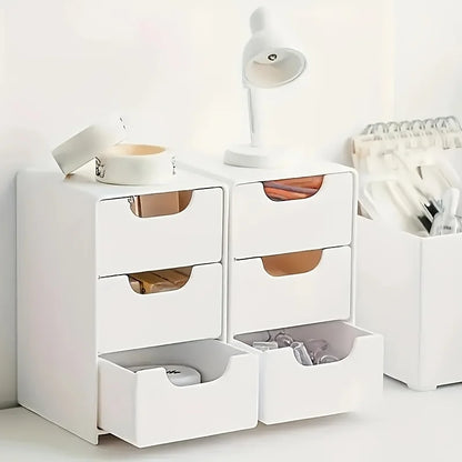 Chic 3-Tier Desk Organizer with Drawers - Ideal for Office Supplies, Jewelry & Cosmetics Storage - Portable Divider Box - zyntrixe
