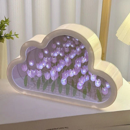 DIY Cloud Mirror Tulip Lamp - Glass Night Light with Photo Frame - zyntrixe