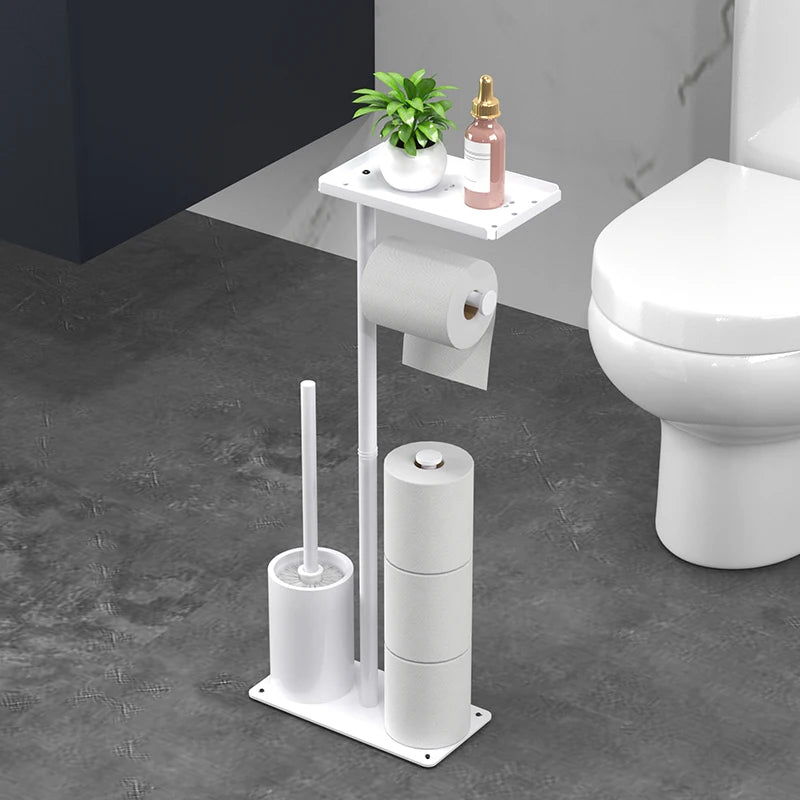 Floor standing roll paper holder, toilet paper holder, roll paper holder with bracket, bathroom hygiene brush holder - zyntrixe