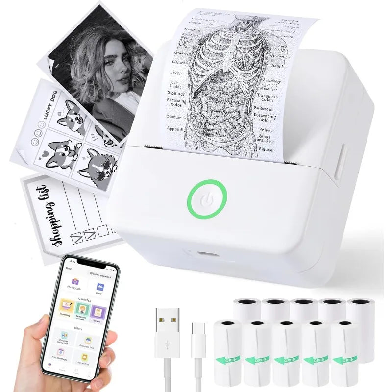 Mini Impresora Térmica Portátil Bluetooth 57mm - Sin Tinta Stickers Fotos DIY - zyntrixe