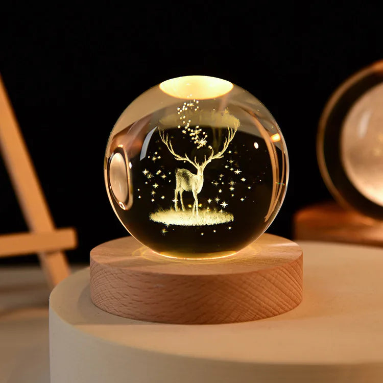 Bola Cristal Grabado Láser Base LED