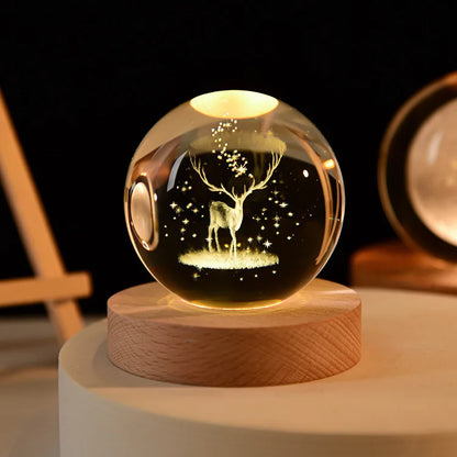Bola Cristal Grabado Láser Base LED